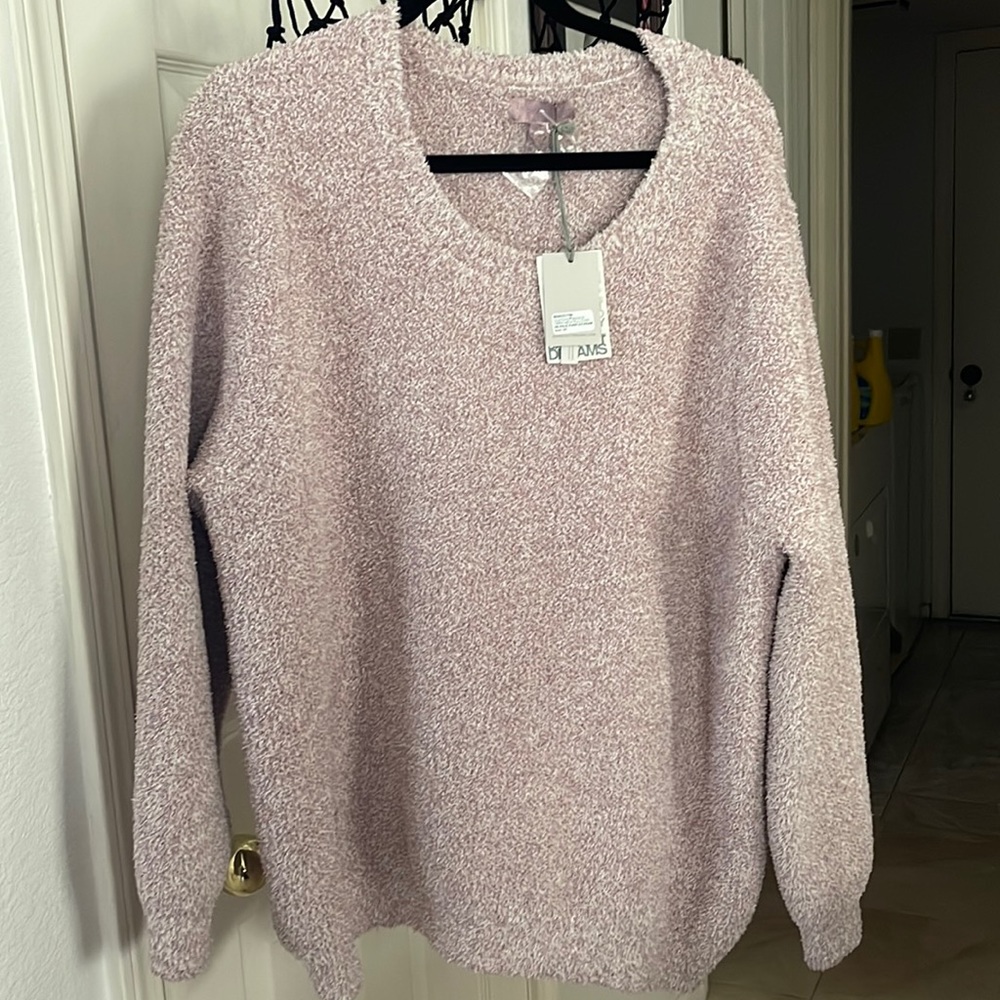 Barefoot Dreams cozychic seaside crew neck pullover pale purple